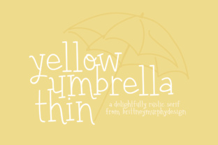 Yellow Umbrella Thin Font for Crafts